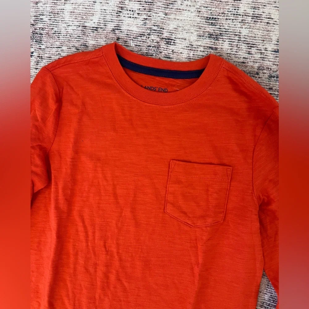 Lands' End Orange Long Sleeve Tee Casual Comfort NWOT Boys